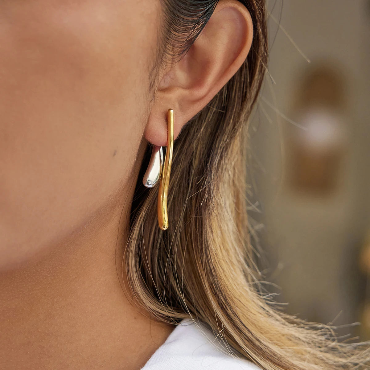 Two-Tone Earrings TTER77 by Navera Jewels