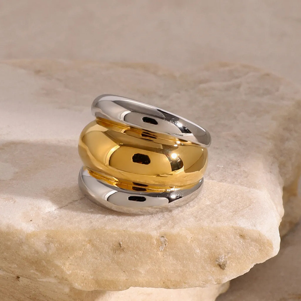 Two Tone Layerd Dome Ring