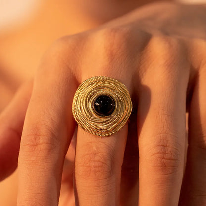 Urban Rani Golden Ripple Classic Ring