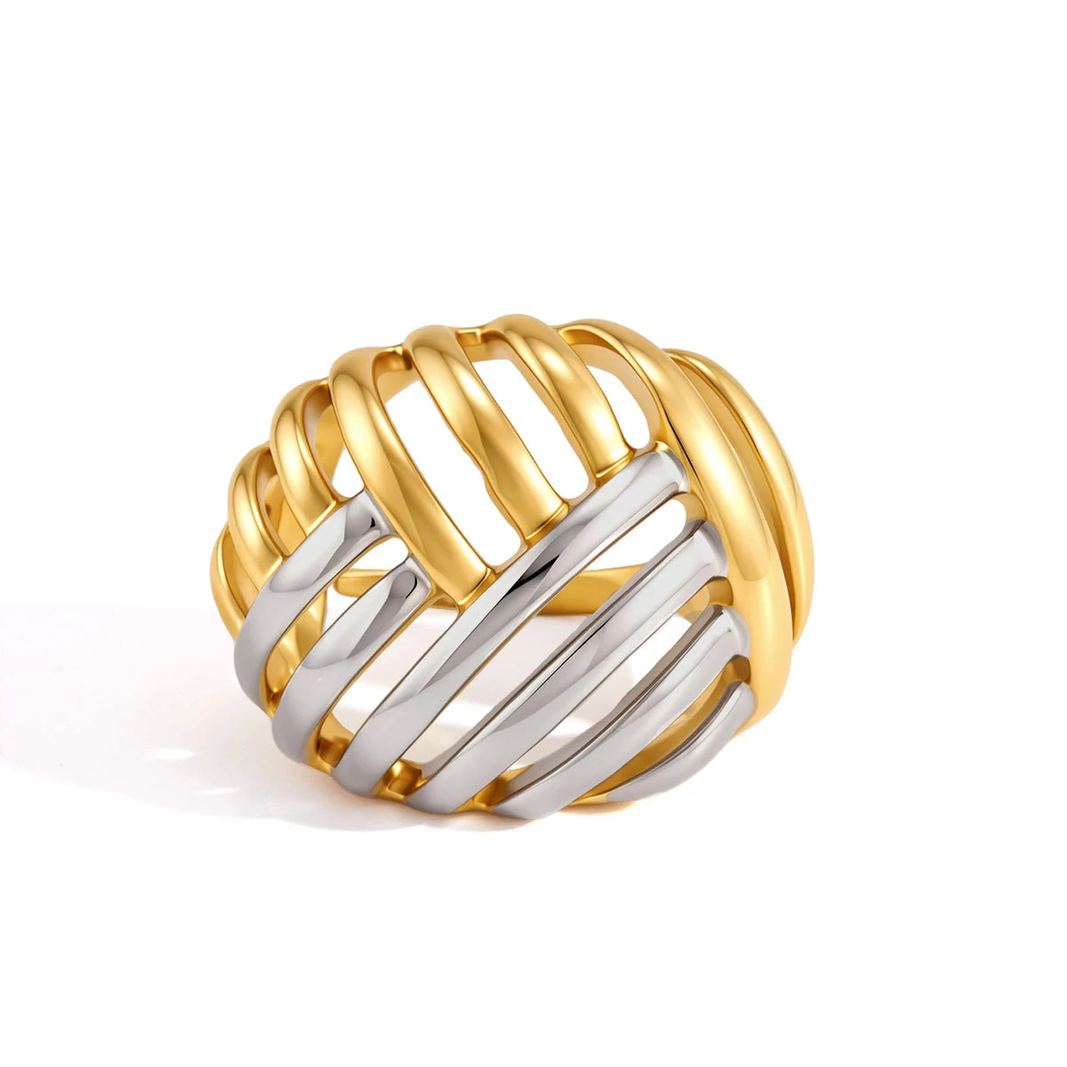Two-Tone Ring TTRN53 by Navera Jewels