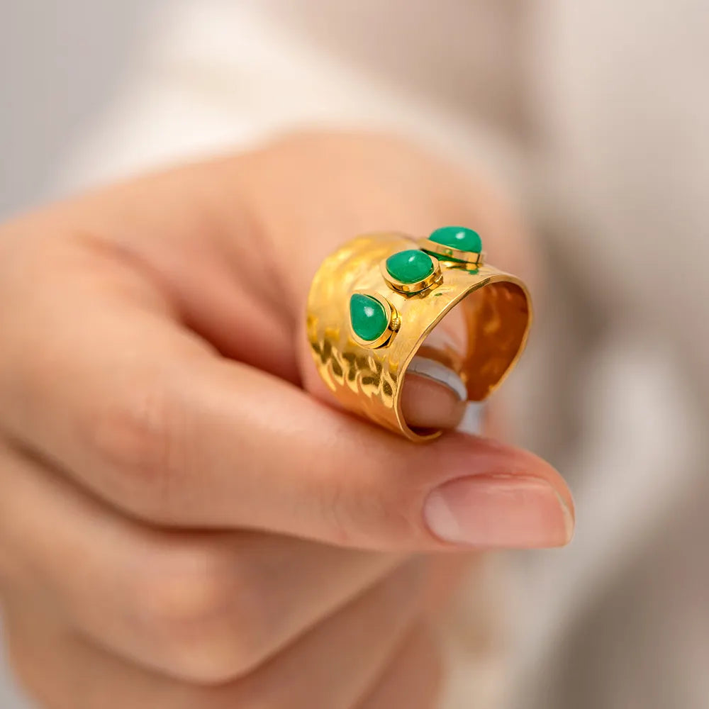 Urban Rani Emerald Edge Statement Ring