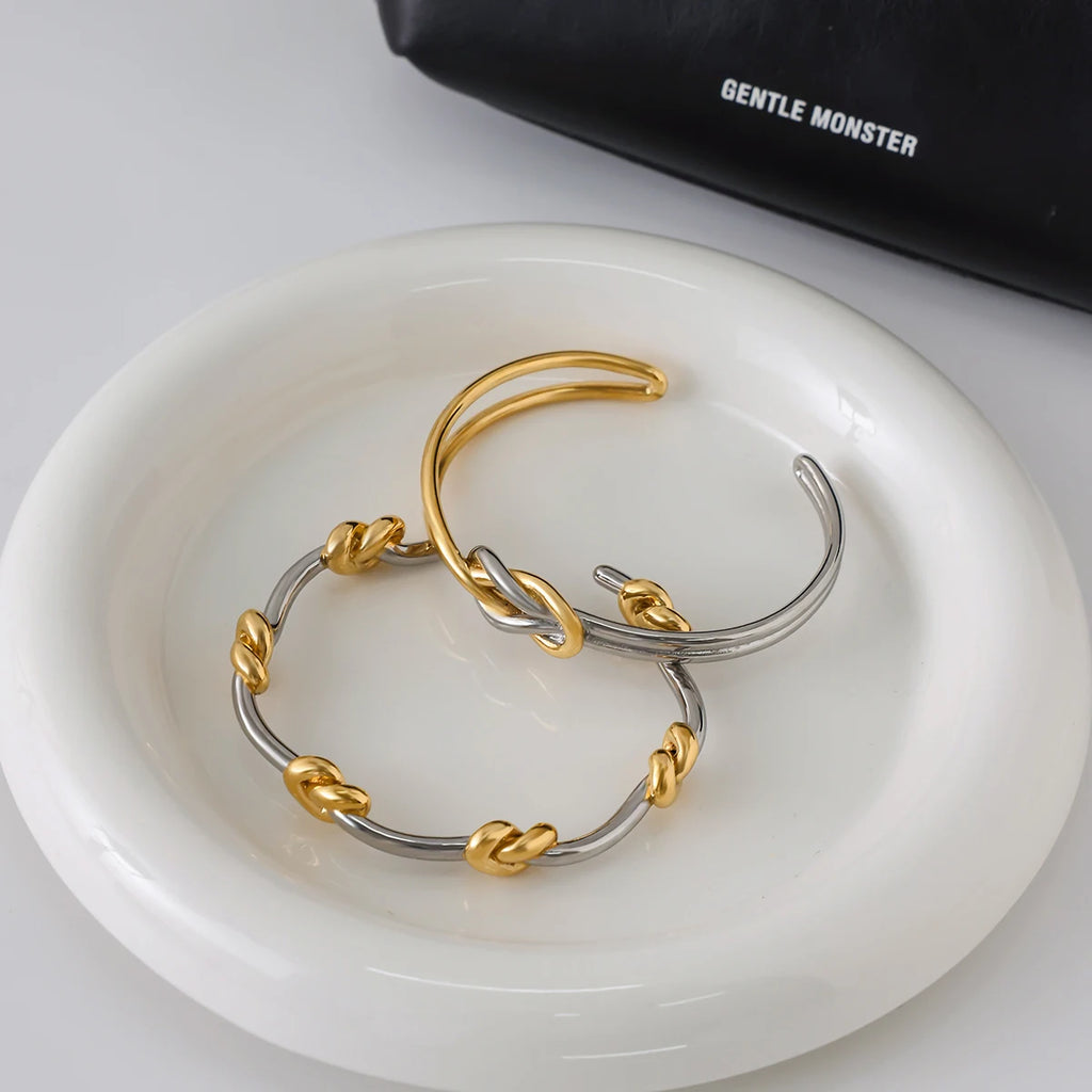Adele Two-Tone Love Knot Cuff by Navera Jewels