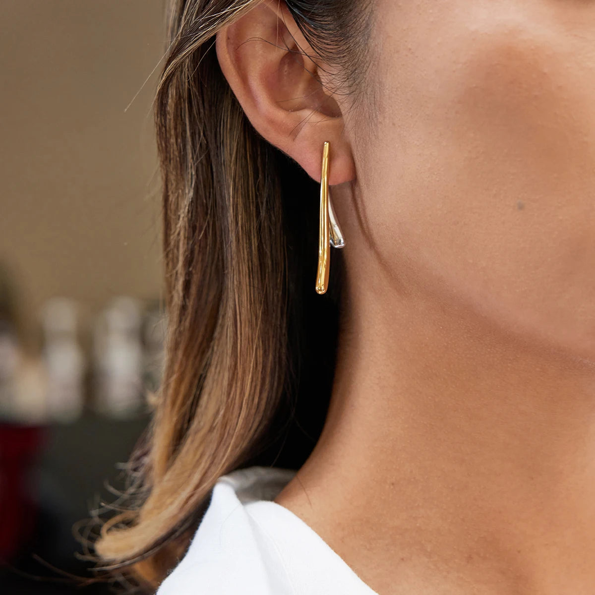 Two-Tone Earrings TTER77 by Navera Jewels
