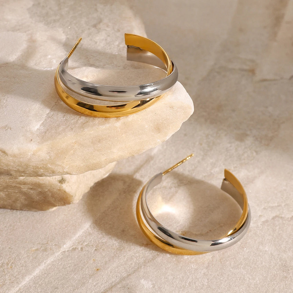Two-Tone Earrings TTER75 by Navera Jewels