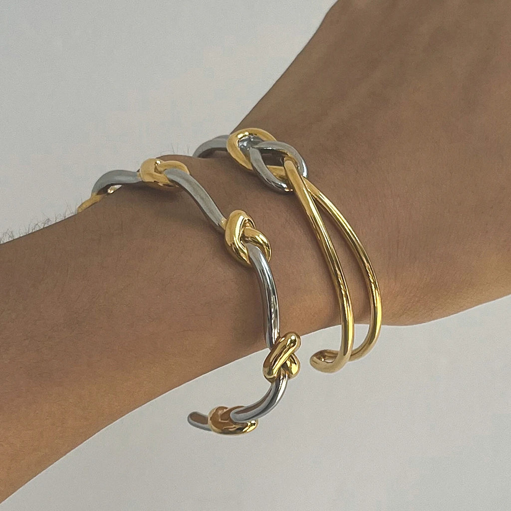 Adele Two-Tone Love Knot Cuff by Navera Jewels