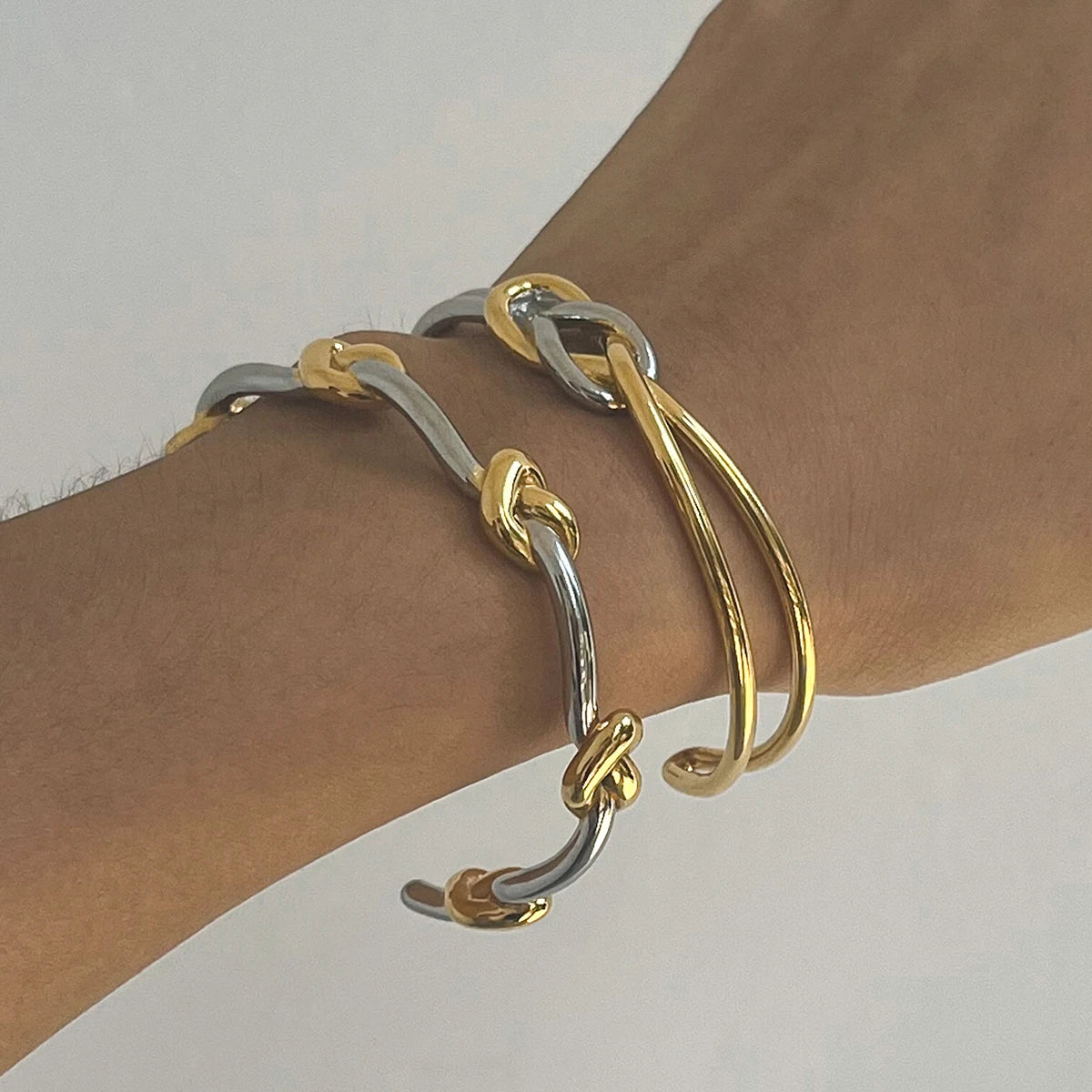 Juliet Two-Tone Love Knot Cuff by Navera Jewels