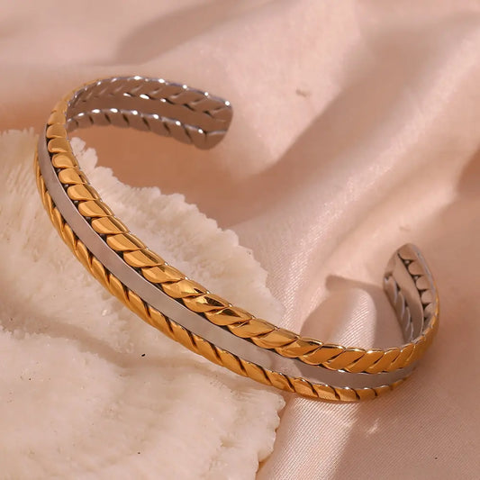 Two Tone Twisted Cuff Bracelet