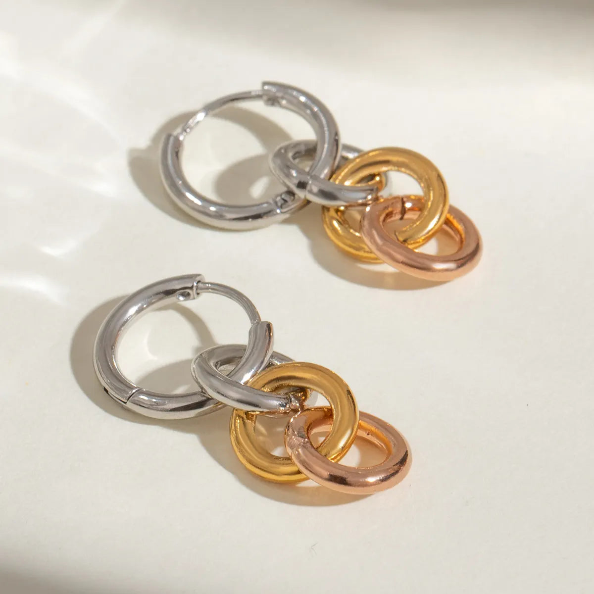 Two Tone Trinity Earrings