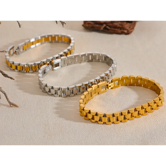 Two Tone Cuban Chain Bracelet