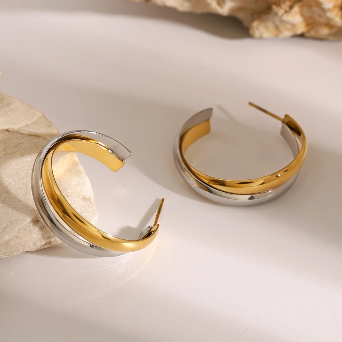 Two-Tone Earrings TTER75 by Navera Jewels