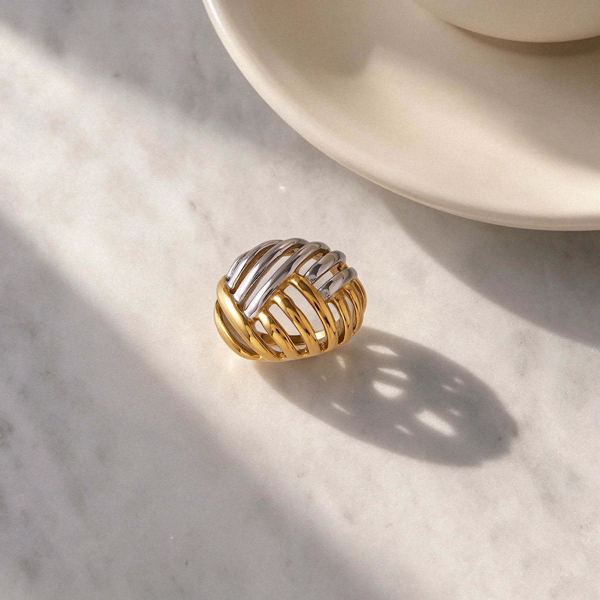 Two-Tone Ring TTRN53 by Navera Jewels