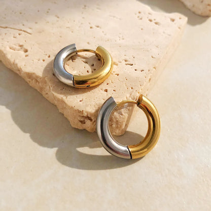 Two tone Two way Circle Hoop Earrings