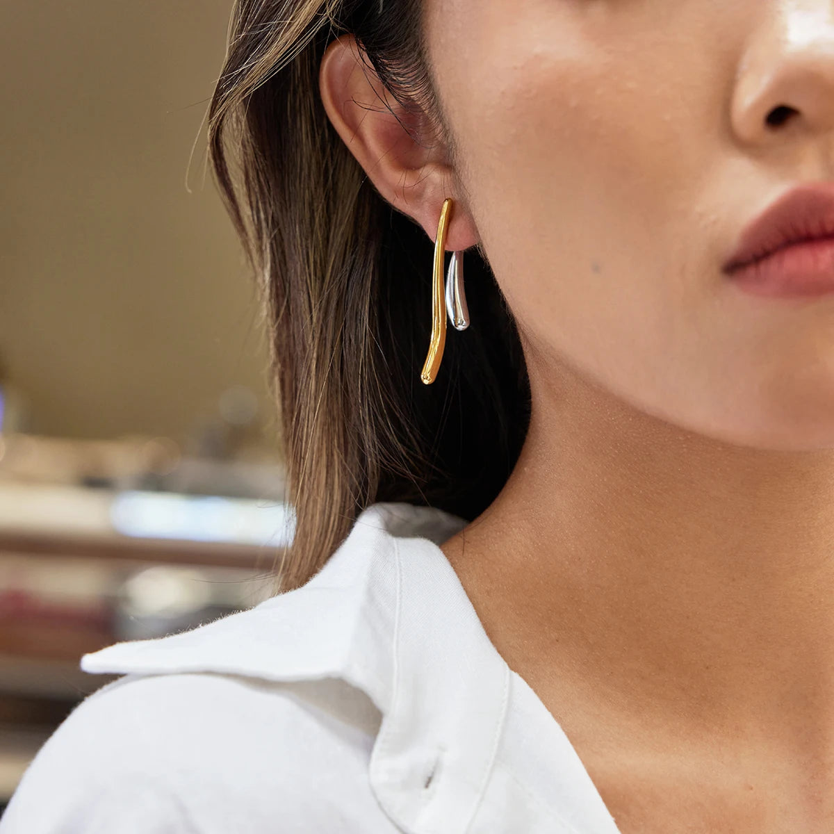 Two-Tone Earrings TTER77 by Navera Jewels