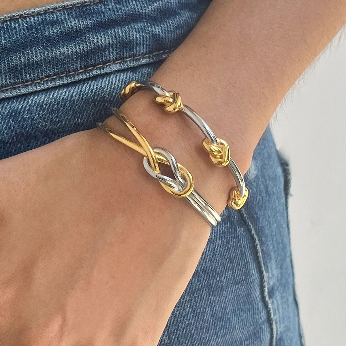 Juliet Two-Tone Love Knot Cuff by Navera Jewels