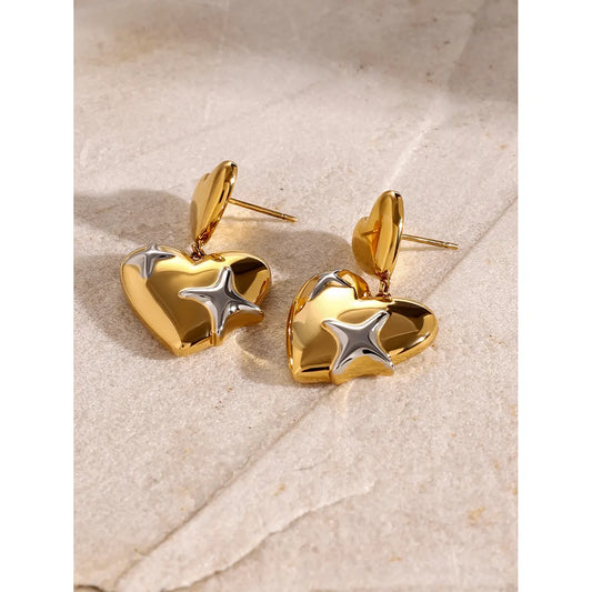 Two Tone Star Crush Drop Earrings