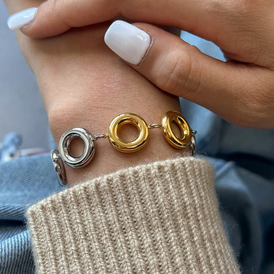 Two Tone Celestial Rings Bracelet