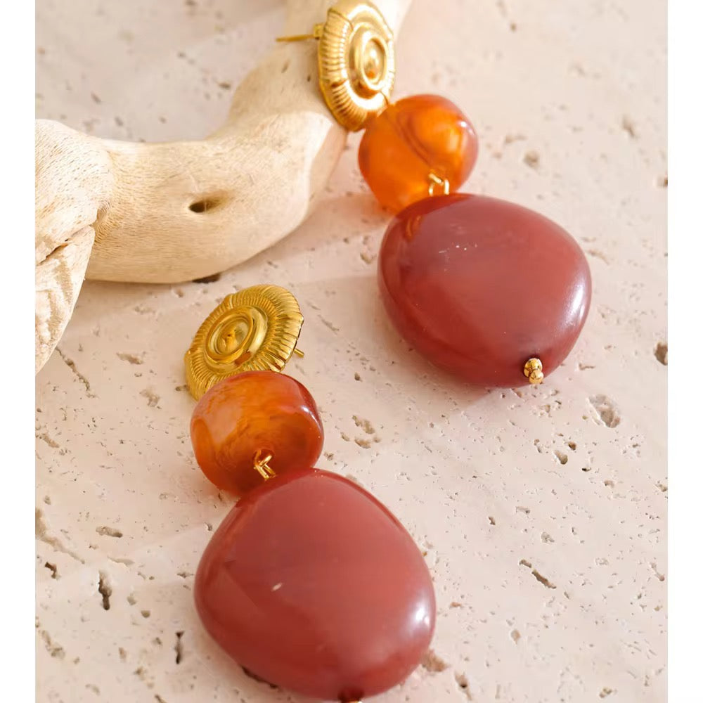 Gerua terracotta resin drop earrings by Navera Jewels