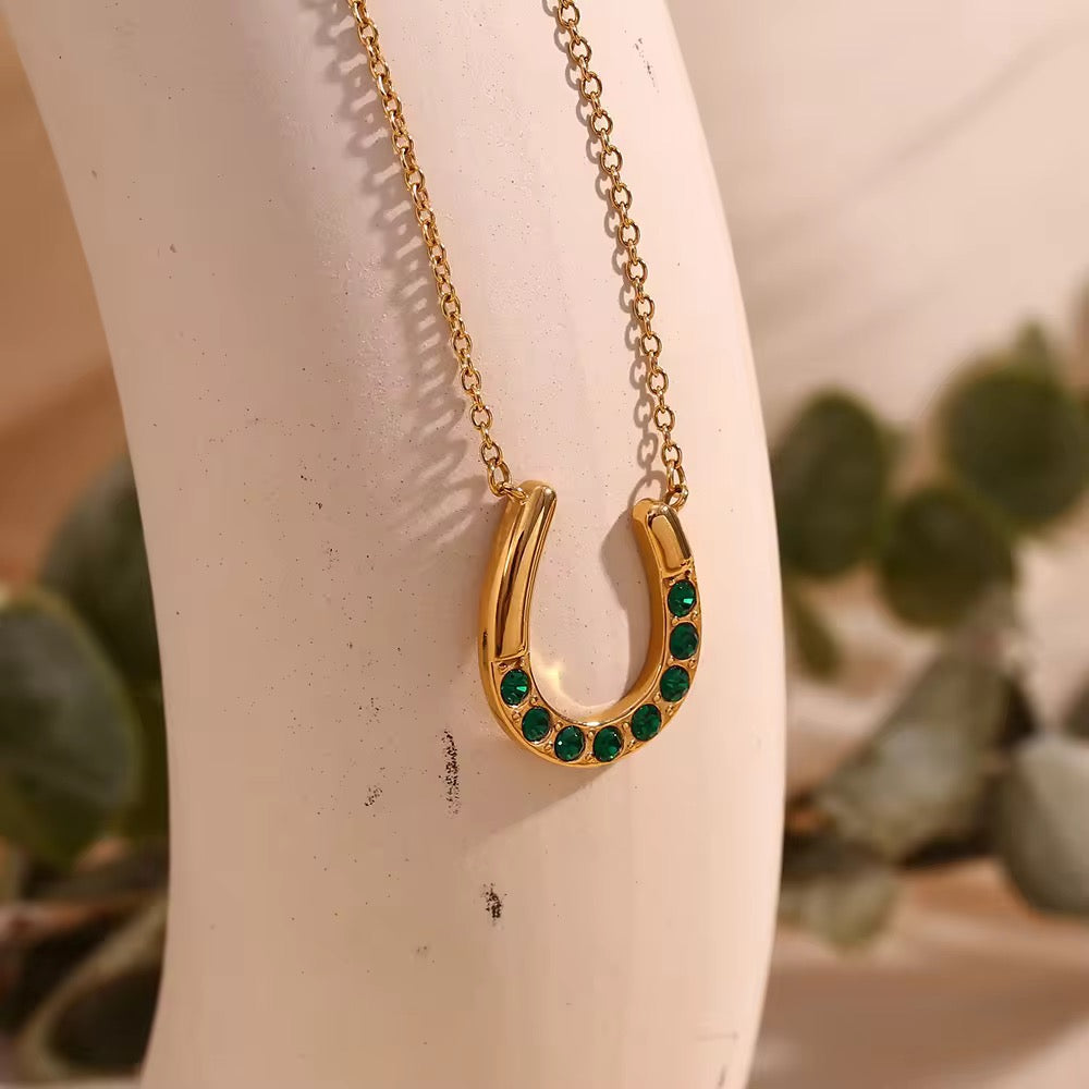 Urban Rani Eternal Fortune Horseshoe Pendant Necklace