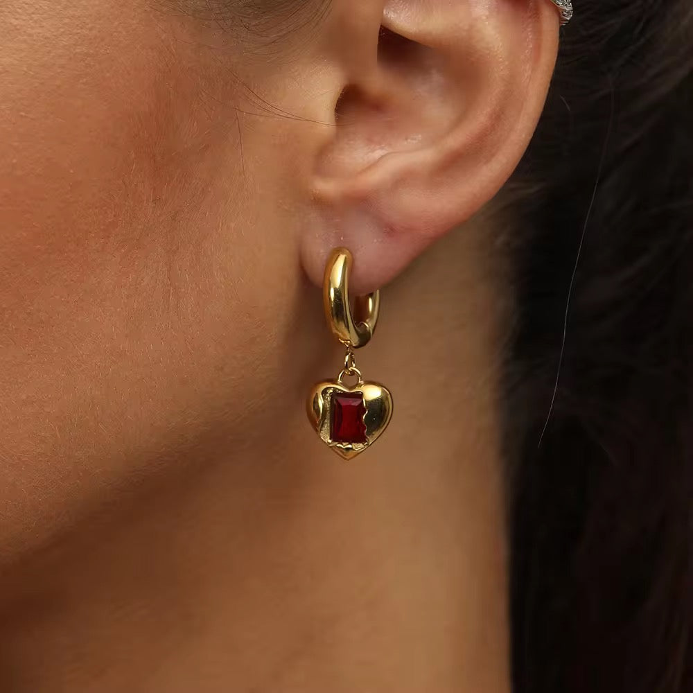 Urban Rani Scarlet Heart Drop Earrings