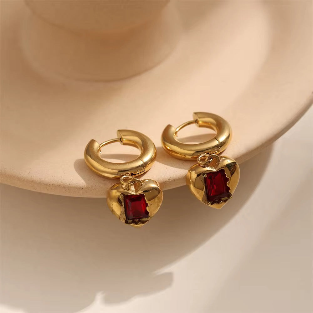 Urban Rani Scarlet Heart Drop Earrings