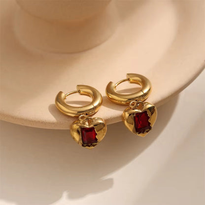 Urban Rani Scarlet Heart Drop Earrings