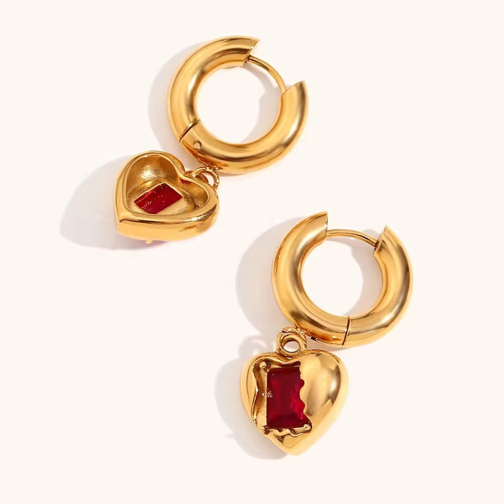 Urban Rani Scarlet Heart Drop Earrings
