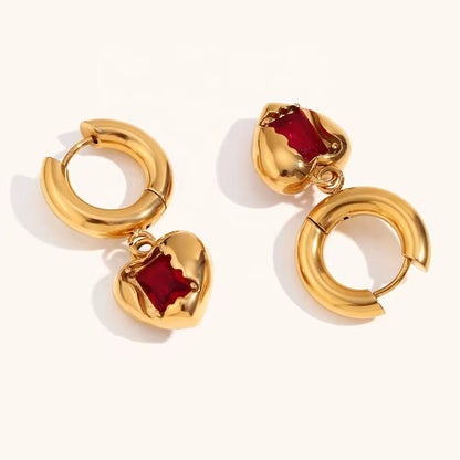 Urban Rani Scarlet Heart Drop Earrings