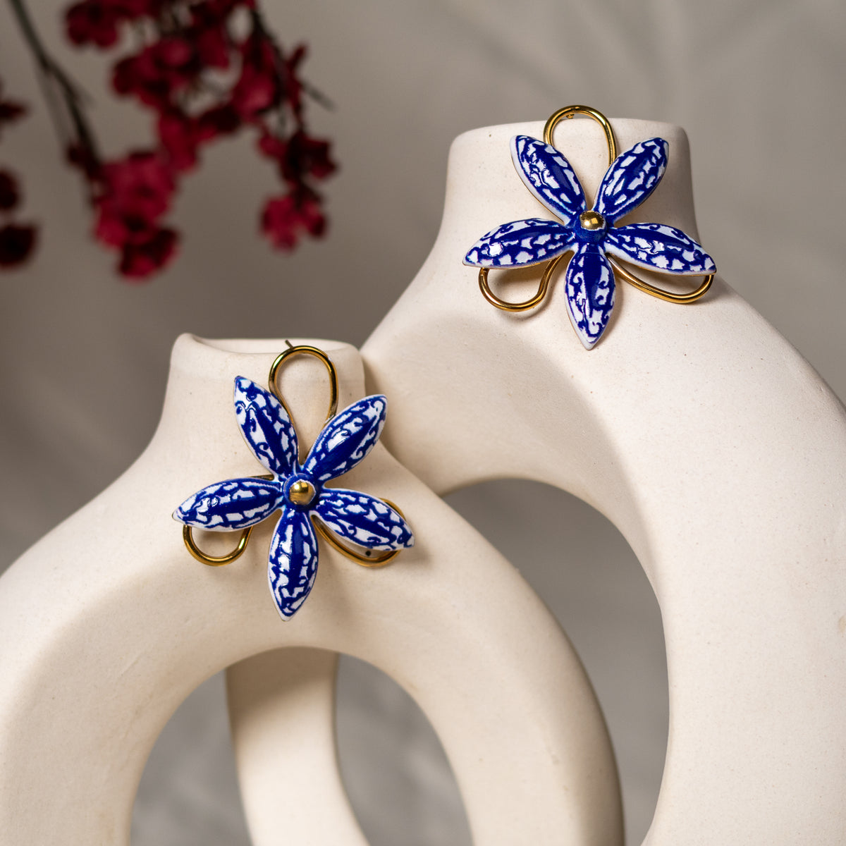 Capri Blue Flower Earrings by Navera Jewels