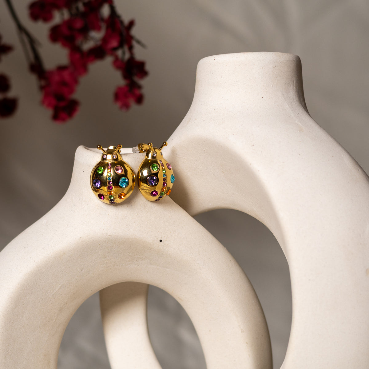 Kismet Ladybug Earrings by Navera Jewels – view 2