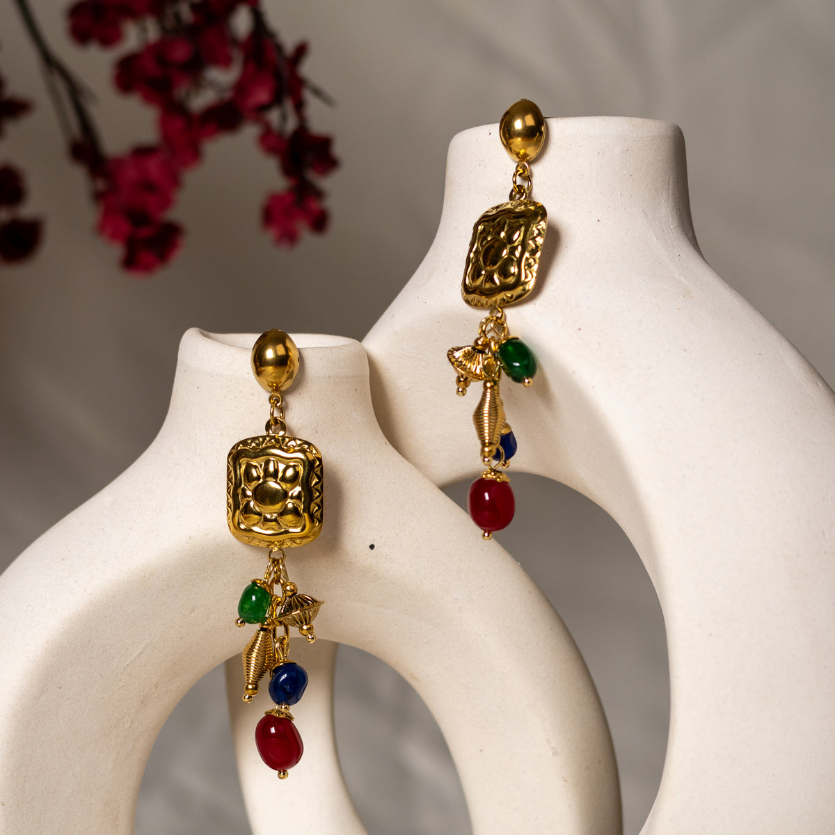 Padma Temple Drop Earrings by Navera Jewels