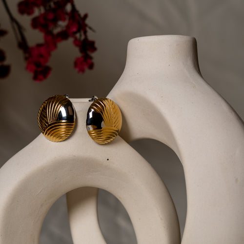 Riva Two-Tone Stud Earrings by Navera Jewels – view 2