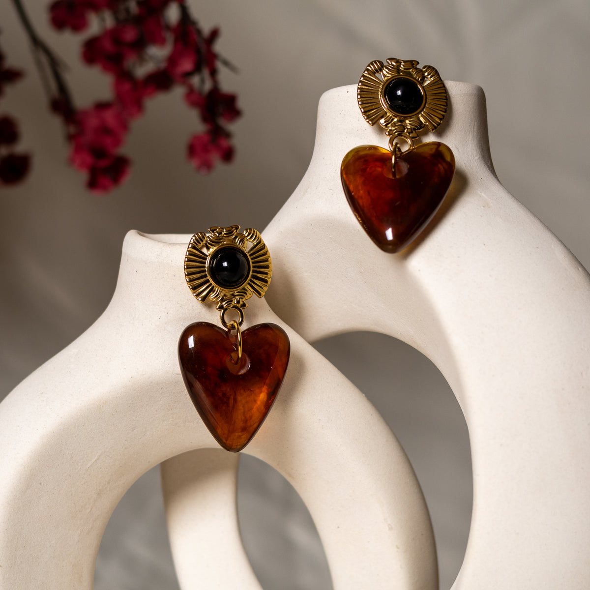 Bourbon Heart Drop Earrings by Navera Jewels