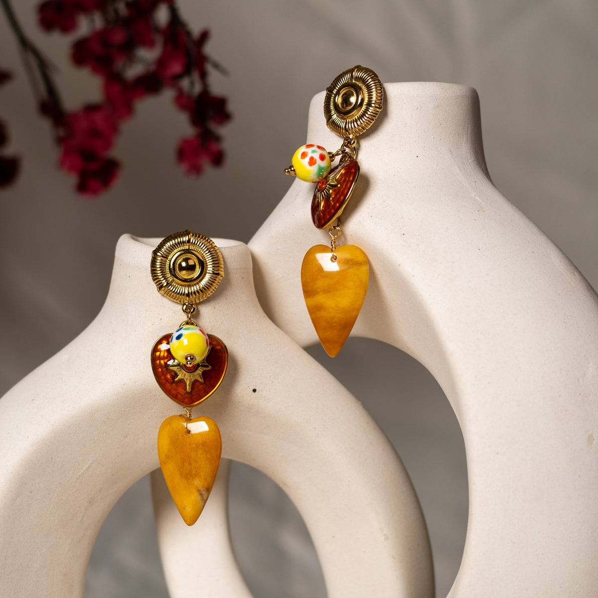 Rangini Heart Statement Drop Earrings by Navera Jewels