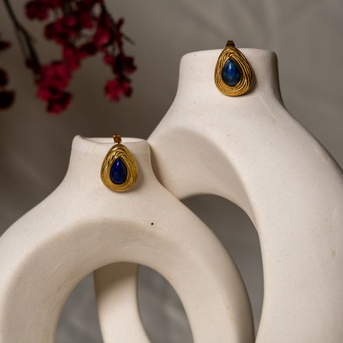Neelam Blue Stone Stud Earrings by Navera Jewels