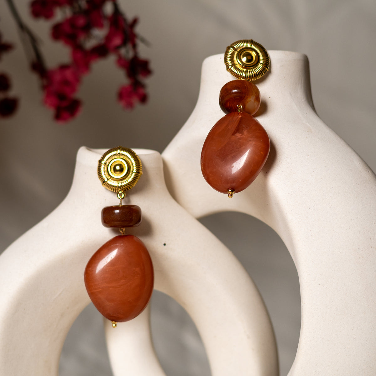 Gerua Resin Statement Drop Earrings by Navera Jewels