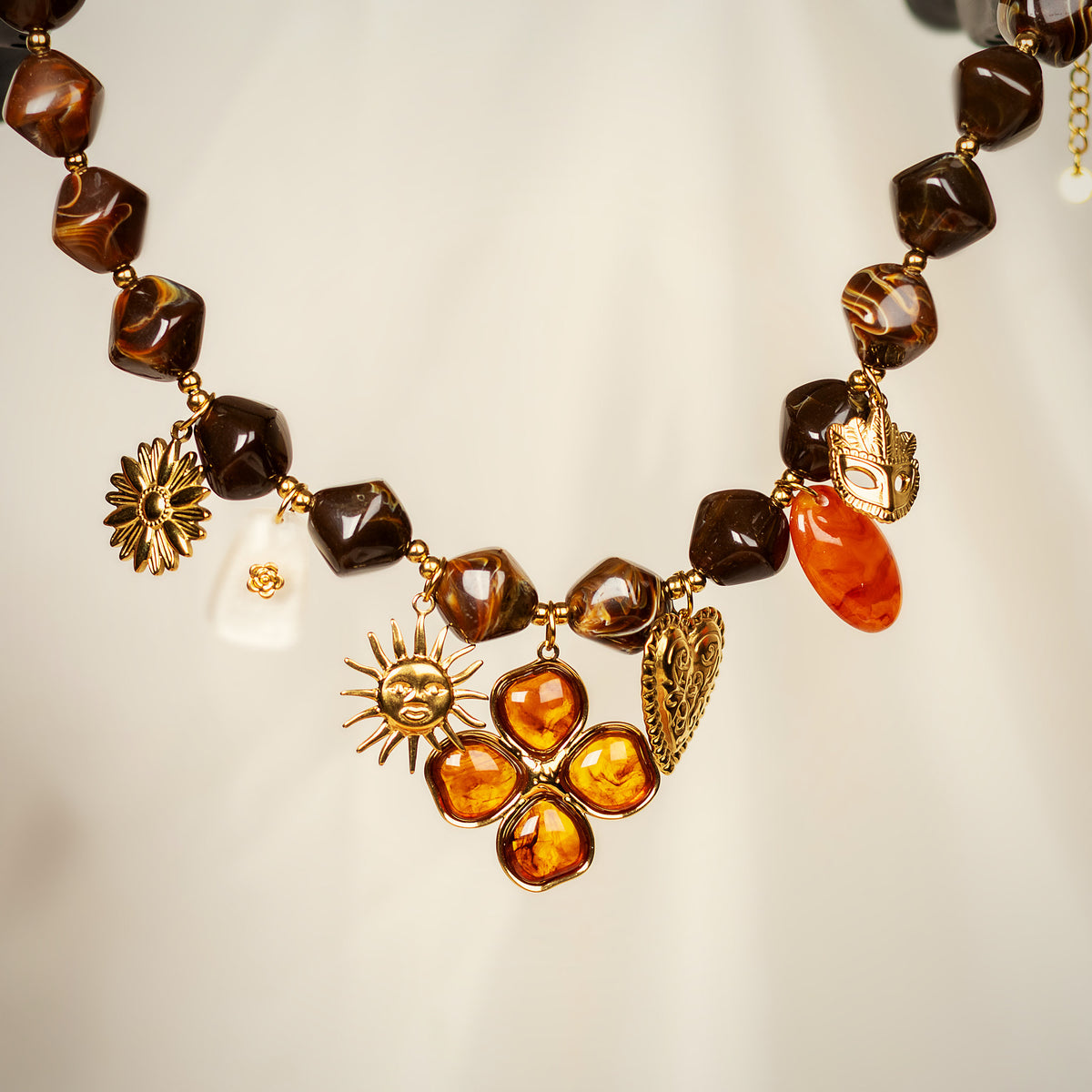 Ibiza beaded charm necklace for women – Navera Jewels