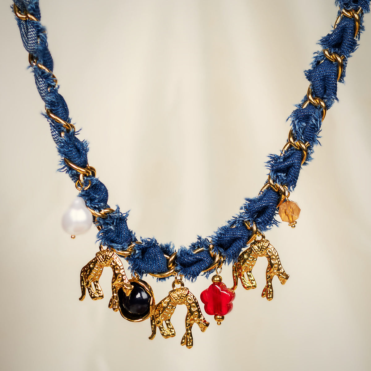 Nimes denim charm choker necklace for women – Navera Jewels