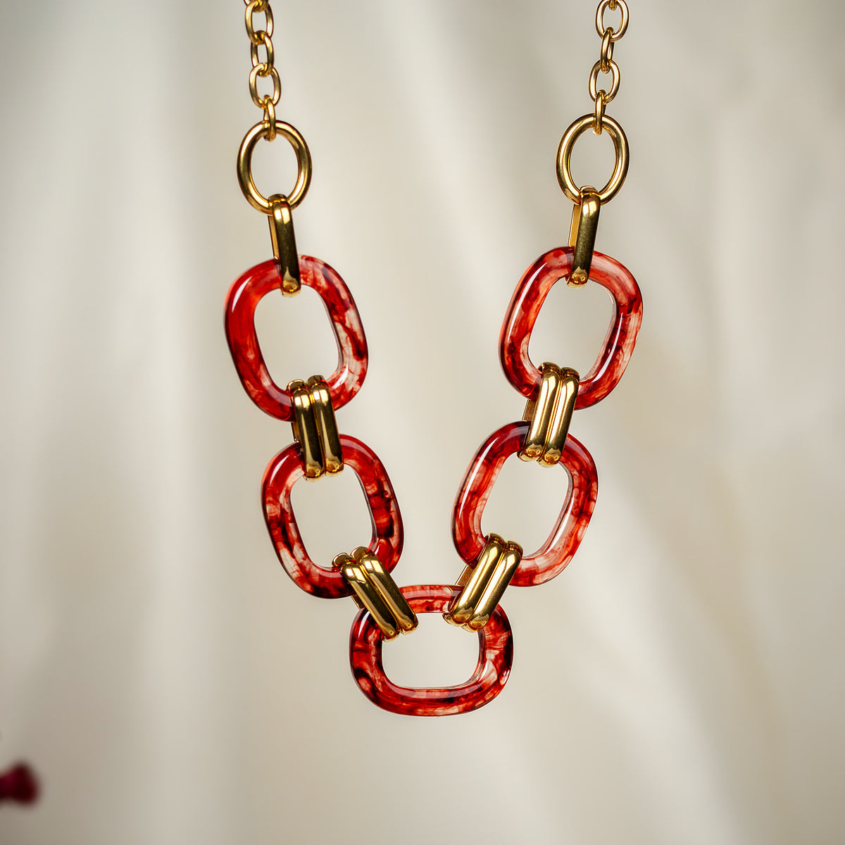 Opal link chain necklace in ruby for women – Navera Jewels