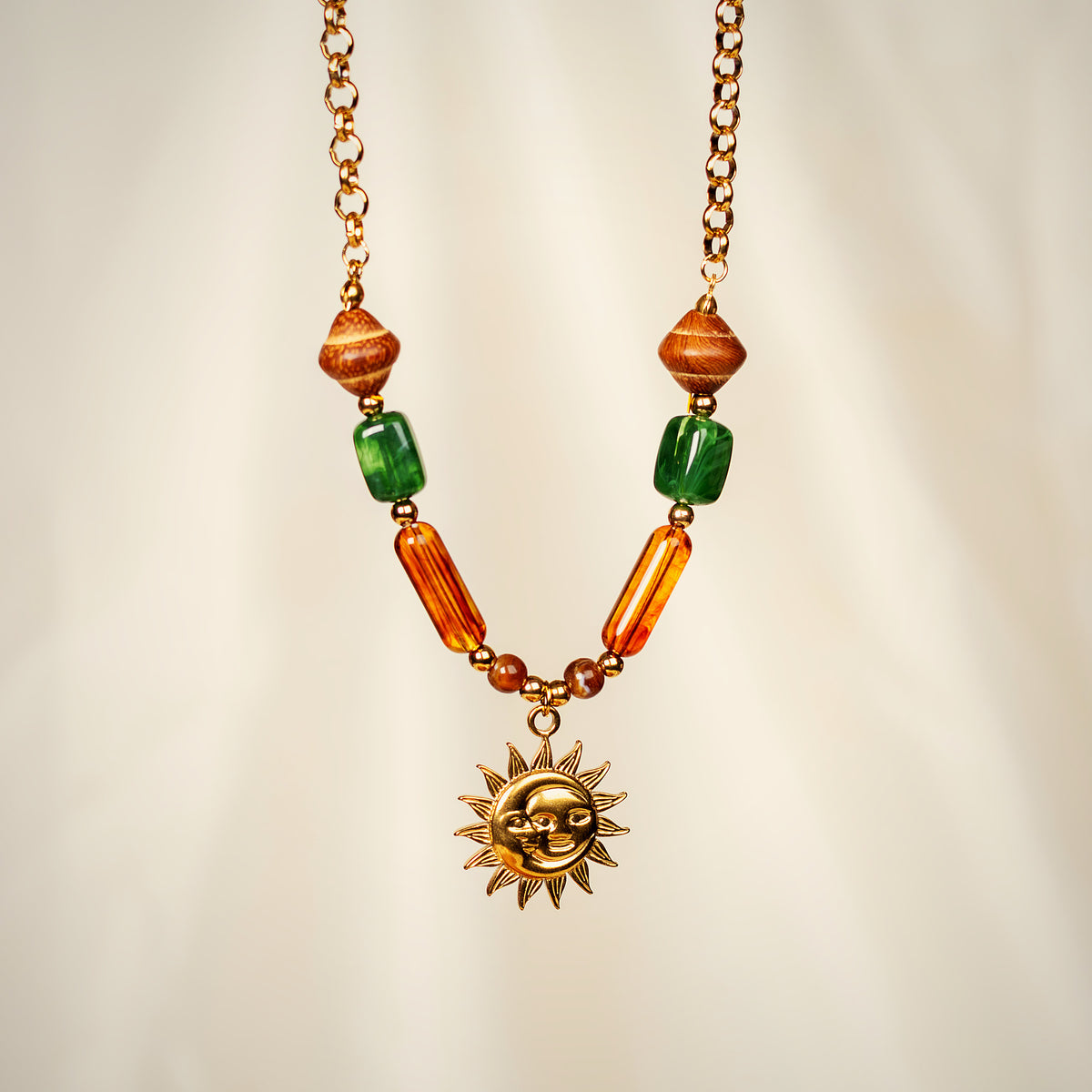 Soraya bead sun pendant necklace for women – Navera Jewels