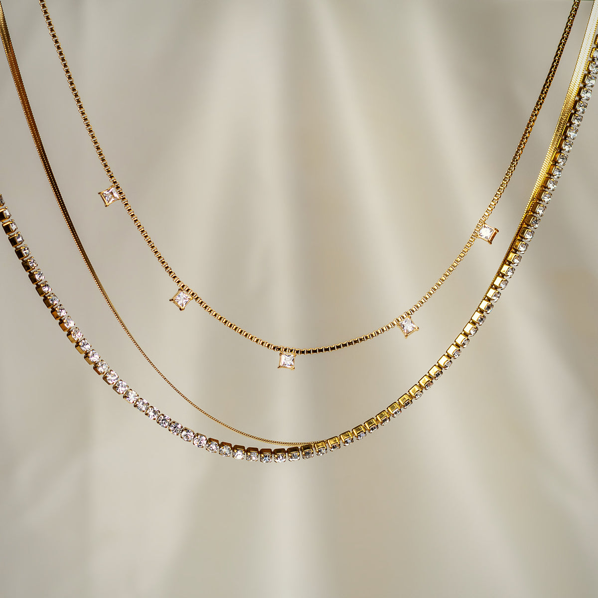 Trina layered gold necklace for women – Navera Jewels