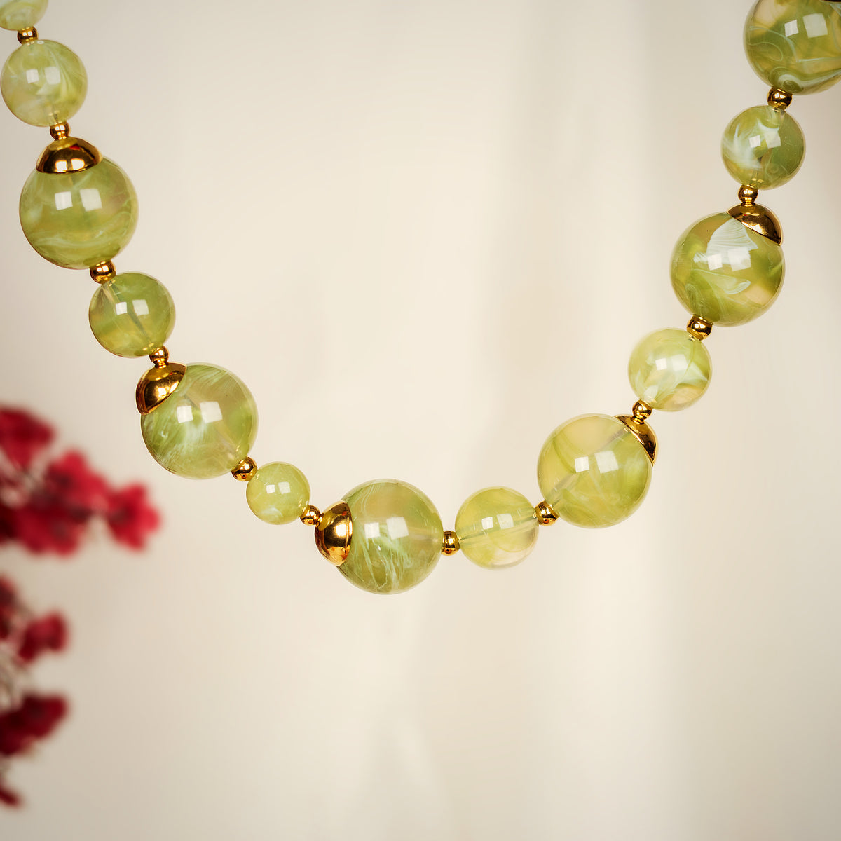 Truffle bead necklace in green for women – Navera Jewels
