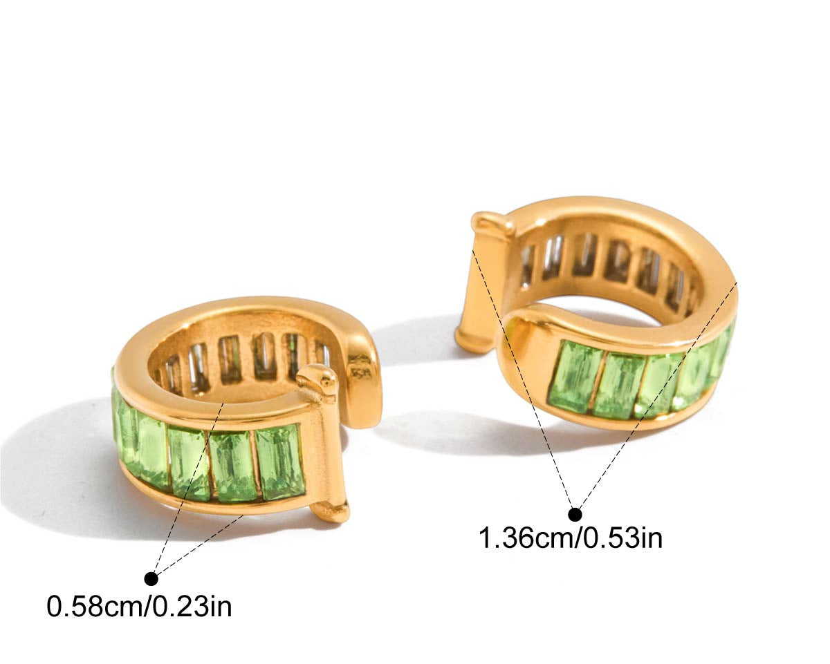 Green ear cuff and stud set by Navera Jewels